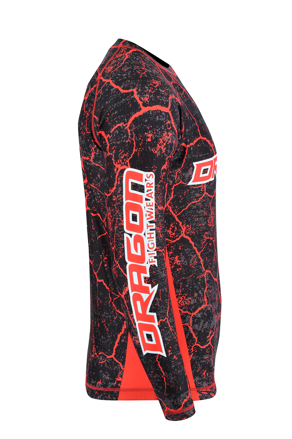 Black/Red UFC Dragon Red Texture Dry Tech Long Sleeve MMA Compression Rashguard 